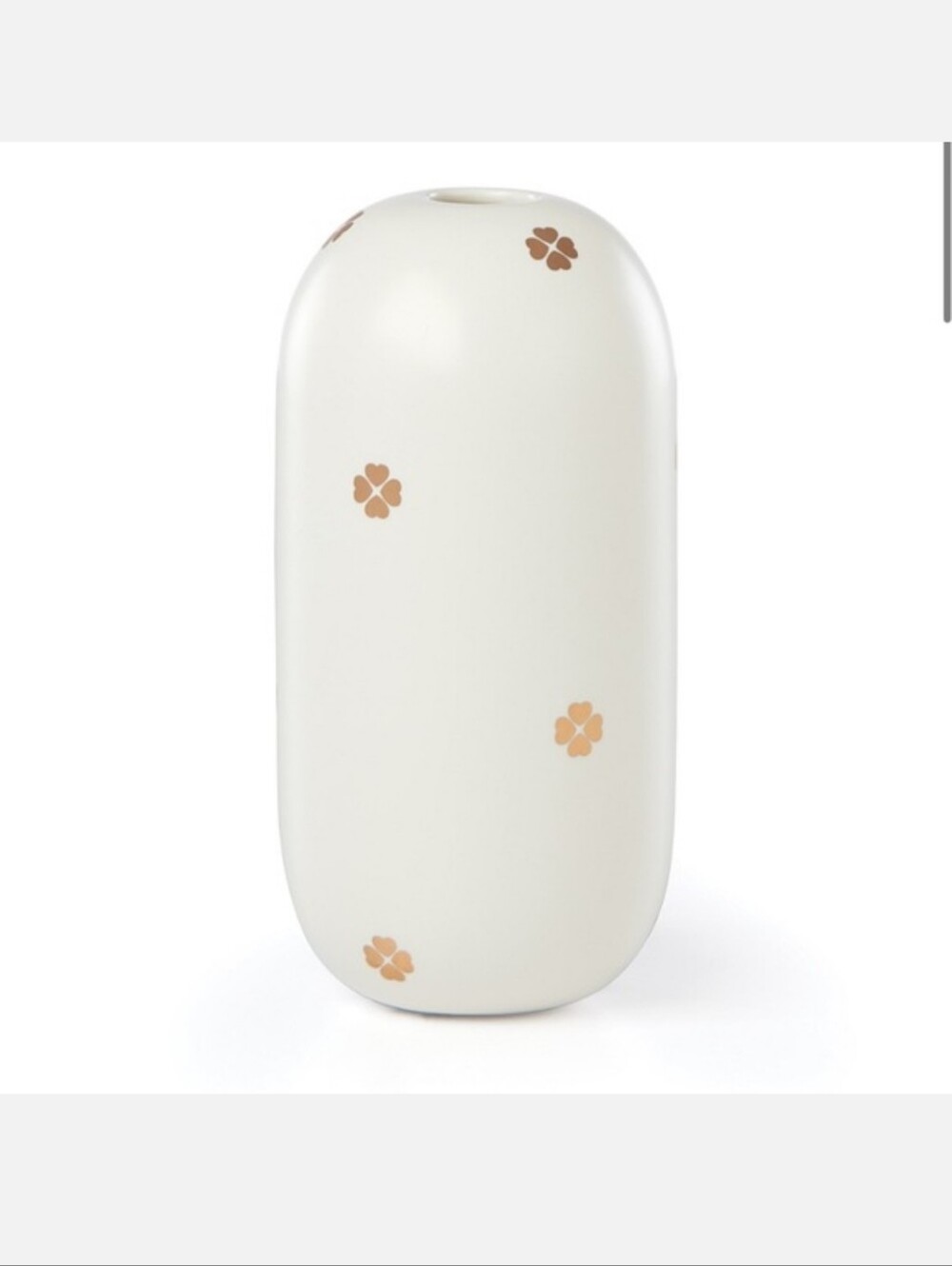 Kate Spade cream ceramic bud vase with gold floral accents modern New In Box